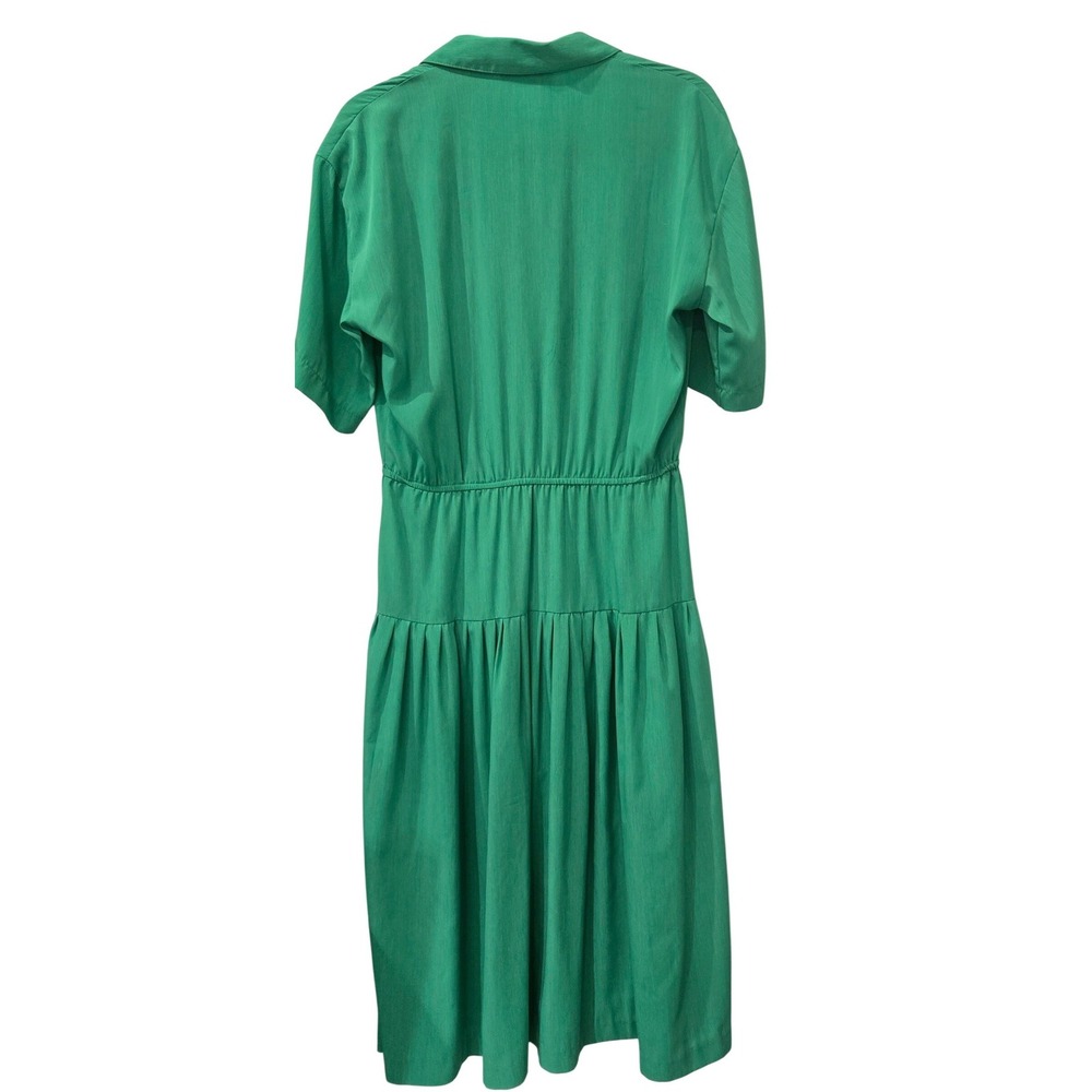 Kay Brandon Shirt Dress Size 8 Womens Green Vintage 80s Midi Tiered Short Sleeve - Picture 2 of 7